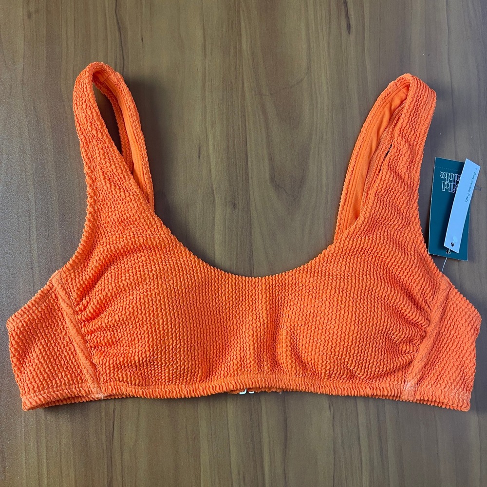 Wild Fable Orange Textured Scoop Neck Bikini Top Removable Pads Large